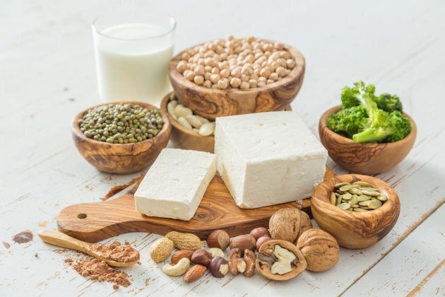 Tofu, legumes, nuts and seeds are high in plant-based protein.