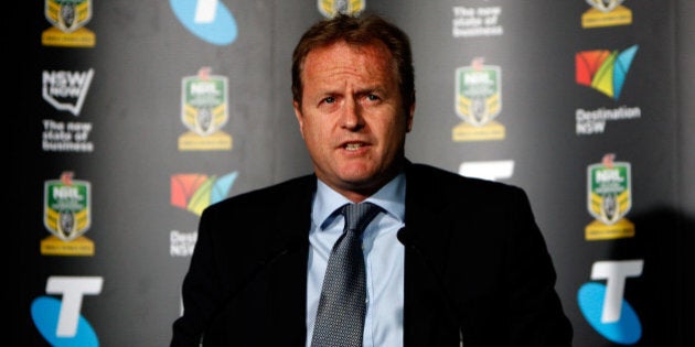 SYDNEY, AUSTRALIA - SEPTEMBER 08: NRL CEO Dave Smith addresses the media during the 2014 NRL Finals series launch at Rugby League Central Museum on September 8, 2014 in Sydney, Australia. (Photo by Renee McKay/Getty Images)