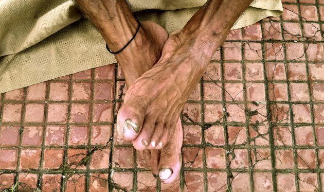 The feet of 'The Faith Runner'.