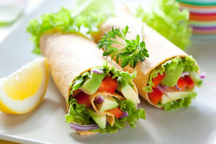 Fill your whole grain wraps with lots of veggies.