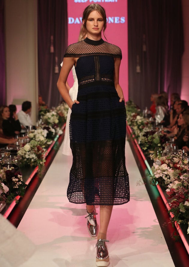 A model walks the runway in a design by Self Portrait during the David Jones Spring Summer 2017 Collections Launch.