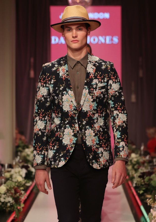 A model walks the runway in a design by Jack London during the David Jones Spring Summer 2017 Collections Launch.