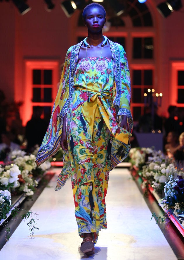 A model walks the runway in a design by Camilla during the David Jones Spring Summer 2017 Collections Launch