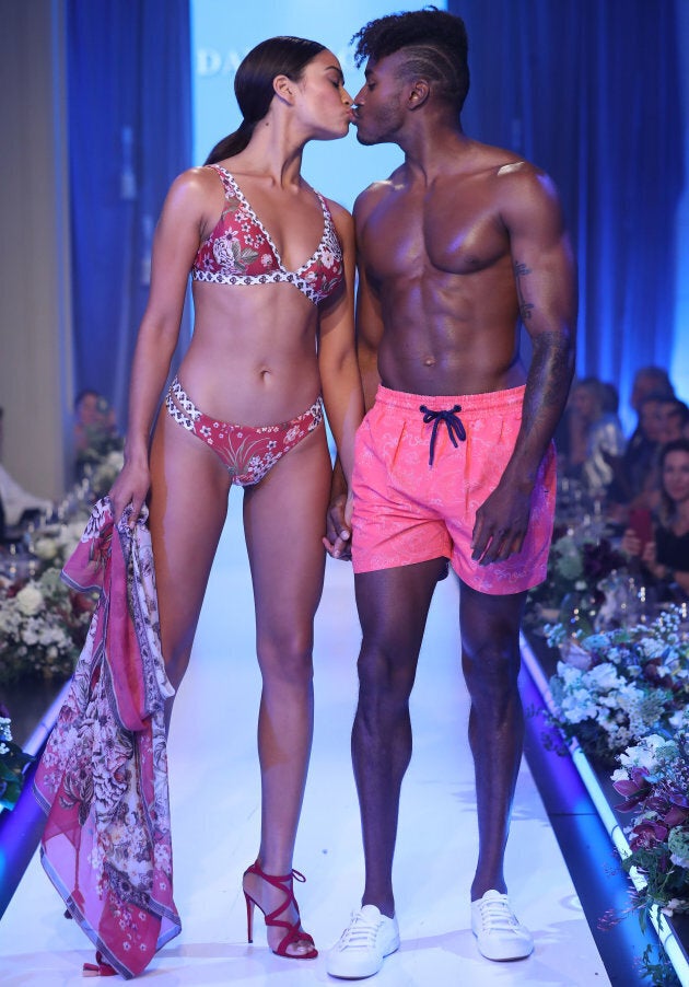 Shanina Shaik in Milea Swim and DJ Ruckus in The Rocks Push walk the runway during the David Jones Spring Summer Collections Launch