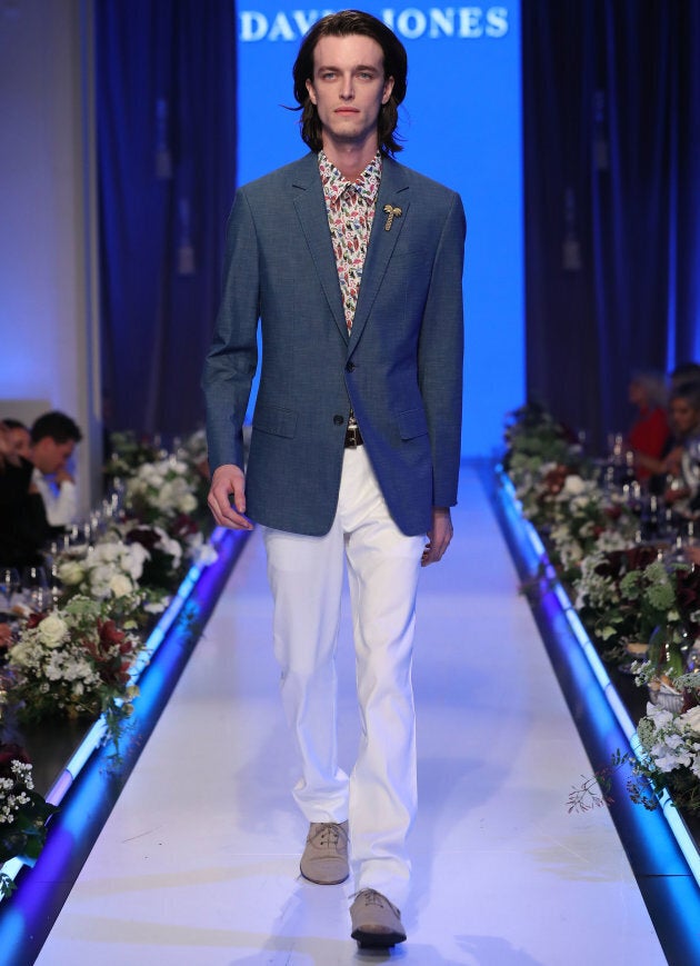 A model walks the runway in a design by Calibre during the David Jones Spring Summer 2017 Collections Launch