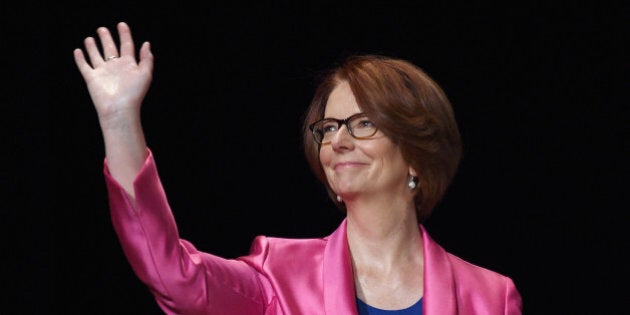 NEW YORK, NY - SEPTEMBER 29: Former Australian Prime Minister Julia Gillard joins Glamour 'The Power Of An Educated Girl' panel at The Apollo Theater on September 29, 2015 in New York City. (Photo by Dimitrios Kambouris/Getty Images for Glamour)