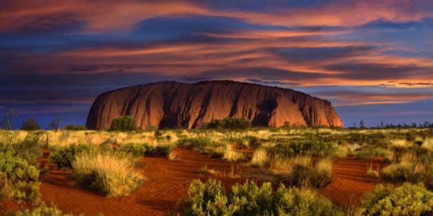 View at Ayers Rock at sunset, Northern Territory, Australia