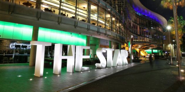 The Star casino, operated by Echo Entertainment Group Ltd., stands illuminated at night in Sydney, Australia, on Monday, Aug. 10, 2015. Echo Entertainment is scheduled to report full-year results on Aug. 12. Photographer: Brendon Thorne/Bloomberg via Getty Images