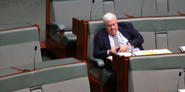 CANBERRA, AUSTRALIA - FEBRUARY 23: Clive Palmer during House of Representatives question time at Parliament House on February 23, 2015 in Canberra, Australia. (Photo by Stefan Postles/Getty Images)