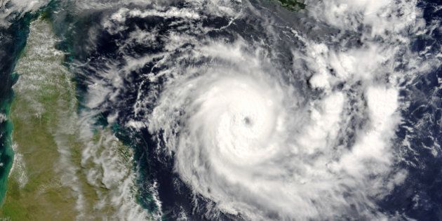 Terra satellite image of tropical cyclone Ingrid in Coral Sea