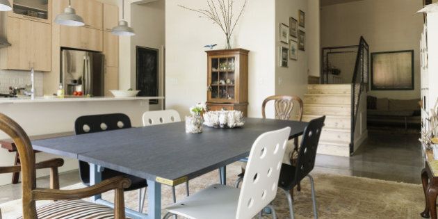 Dining table and chairs in modern living space