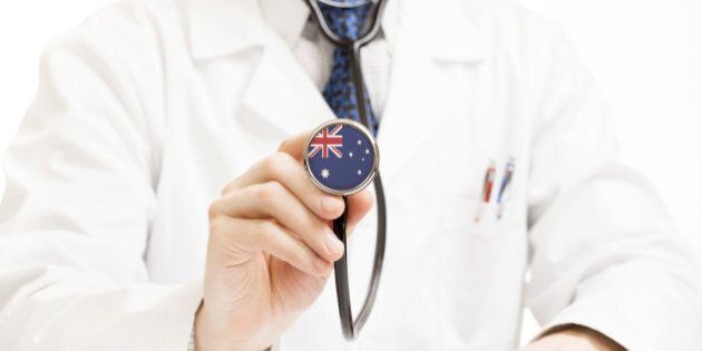 Doctor holding stethoscope with flag series - Australia