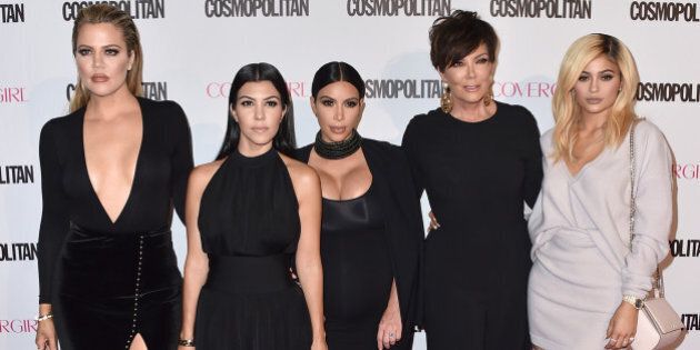 Khloe Kardashian, from left, Kourtney Kardashian, Kim Kardashian, Kris Jenner and Kylie Jenner arrive at Cosmopolitan magazine's 50th birthday celebration at Ysabel on Monday, Oct. 12, 2015, in West Hollywood, Calif. (Photo by Jordan Strauss/Invision/AP)