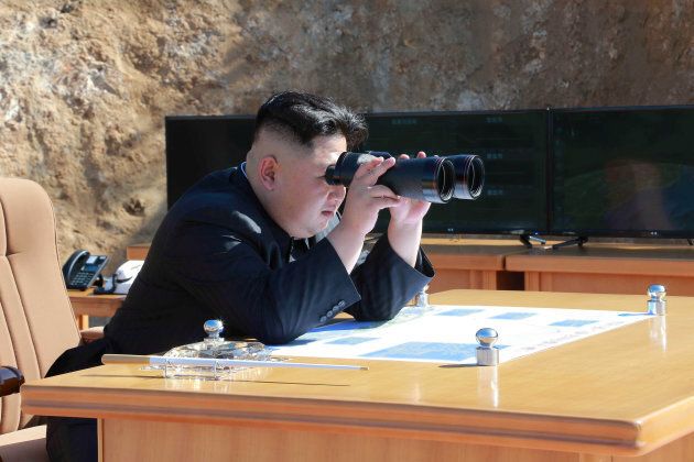 North Korean Leader Kim Jong Un looks on during the test-fire of inter-continental ballistic missile Hwasong-14 in this undated photo released by North Korea's Korean Central News Agency (KCNA) in Pyongyang, July, 4 2017.