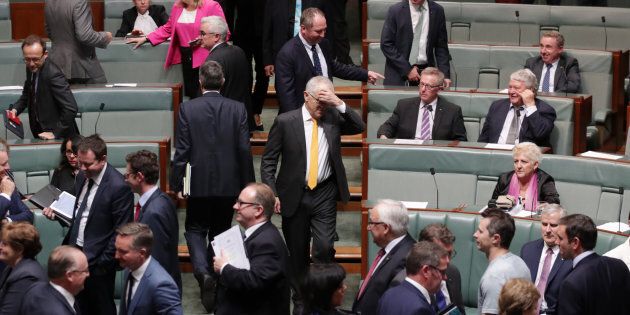 Malcolm Turnbull is not having a great day, with this photo coming after his government lost a vote 69-61.