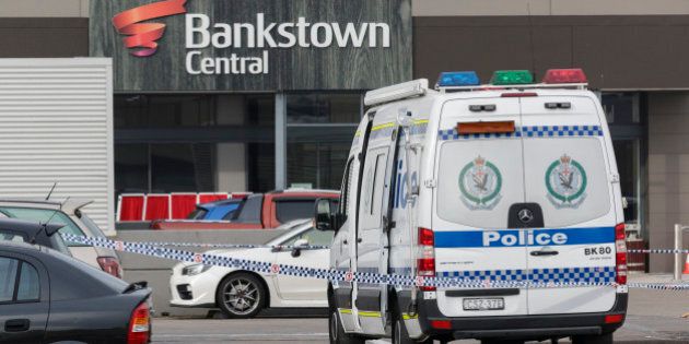 SYDNEY, NEW SOUTH WALES - APRIL 29: Crime scene images from Bankstown Central Shopping Centre on April 29, 2016 in Sydney, Australia. One man has been confirmed dead, with two others injured. (Photo by Brook Mitchell/Getty Images)