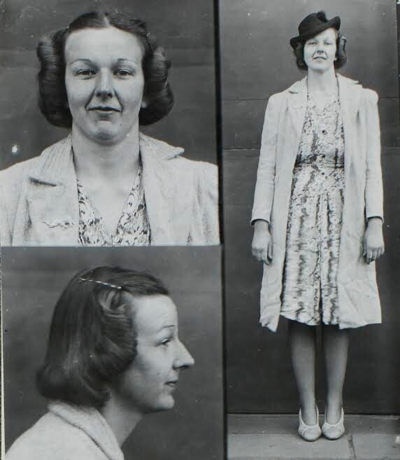 The Victory Roll was popular in the 1940s. This police mug shot shows a waitress charged with robbery.