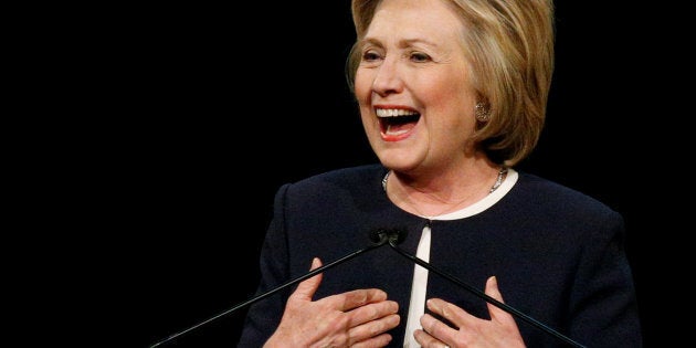 U.S. Democratic presidential candidate Hillary Clinton speaks at the Eagle Academy Foundation’s annual fundraising breakfast in New York City, April 29, 2016. REUTERS/Brendan McDermid