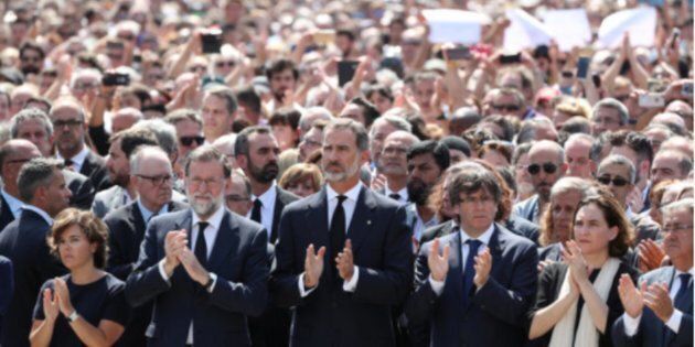 King Felipe of Spain and Prime Minister Mariano Rajoy observe a minute of silence following the Barcelona attack 