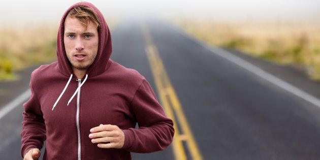Set yourself a winter challenge. Like running in a hoodie.