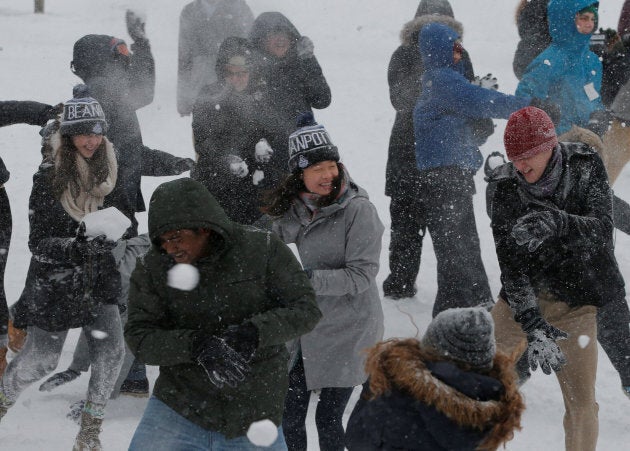 It's not easy to illustrate a climate change debate so here's a snowball fight. Kind of puts us in the ball park, no?