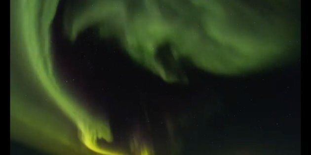 The northern lights are seen lighting up the skies over Iceland