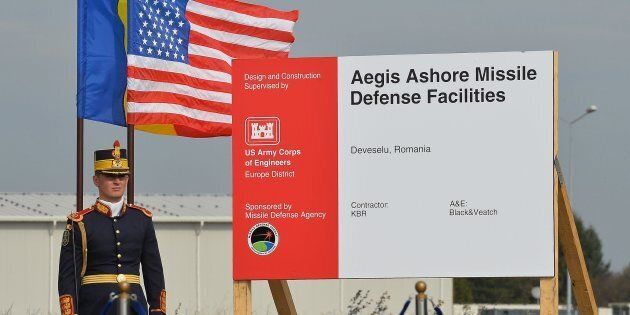 A Romanian soldier guards the remote Deveselu air base in Romania, site of the U.S. missile shield.