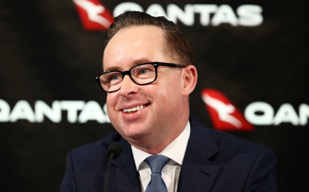 Alan Joyce, chief executive officer of Qantas Airways Ltd., smiles during a news conference in Sydney.