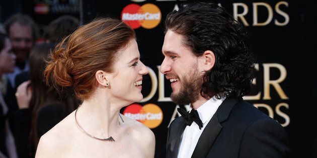 LONDON, ENGLAND - APRIL 03: Rose Leslie and Kit Harington attend The Olivier Awards with Mastercard at The Royal Opera House on April 3, 2016 in London, England. (Photo by Luca Teuchmann/Luca Teuchmann / WireImage)