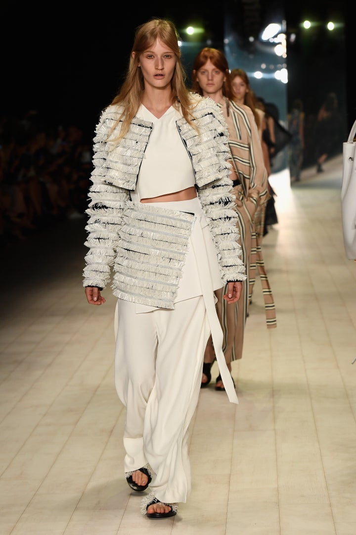 SYDNEY, AUSTRALIA - MAY 16: A model walks the runway during the Ginger & Smart show at Mercedes-Benz Fashion Week Resort 17 Collections at Carriageworks on May 16, 2016 in Sydney, Australia. (Photo by Stefan Gosatti/Getty Images)