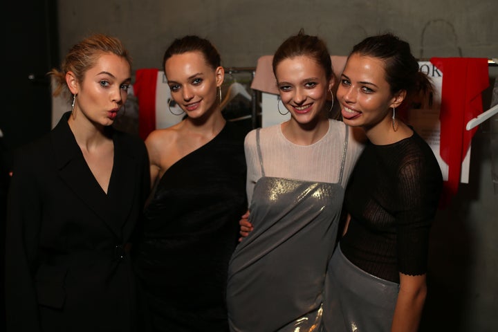 SYDNEY, AUSTRALIA - MAY 16: Models pose backstage ahead of the Georgia Alice show at Mercedes-Benz Fashion Week Resort 17 Collections at Carriageworks on May 16, 2016 in Sydney, Australia. (Photo by Graham Denholm/Getty Images)