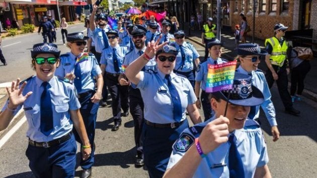 Queensland Police officers marched in the Brisbane Pride Festival for the first time in 2015.