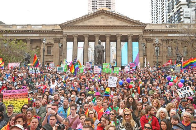 Hundred of protesters turns up in support of marriage equality.