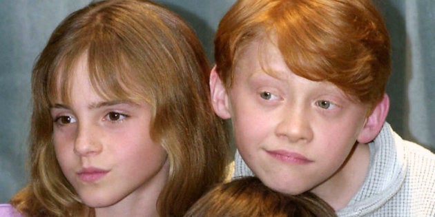 Actor Daniel Radcliffe (centre), who is to play Harry Potter in the film