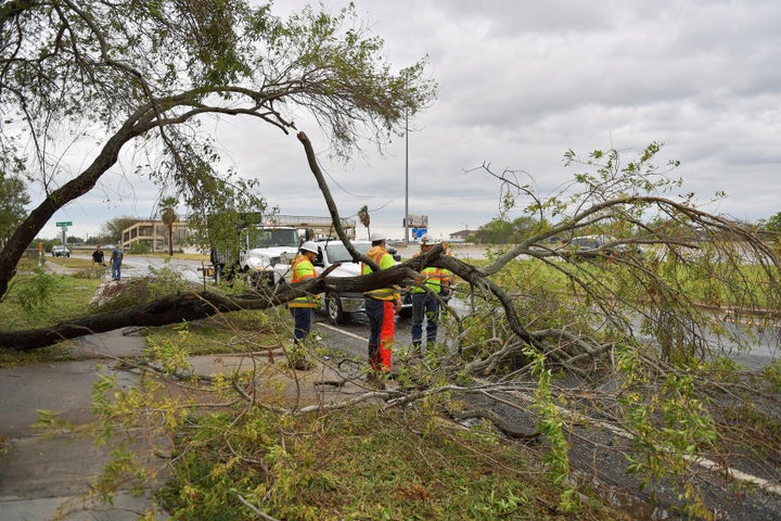 Emergency services respond to devastation after Hurricane Harvey.