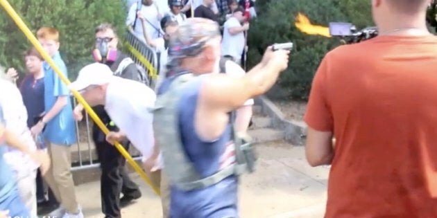 Richard Wilson Preston was arrested for firing a gun during the clashes in Charlottesville, Virginia, on Aug. 12.