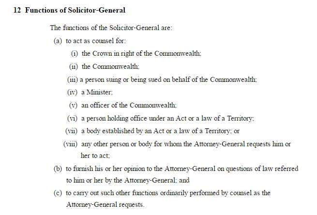 Functions of the Solicitor-General