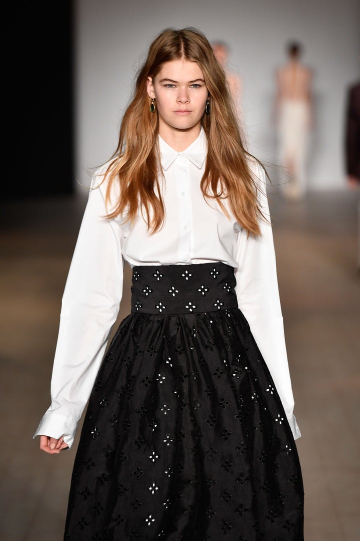 SYDNEY, AUSTRALIA - MAY 17: A model walks the runway during the Bianca Spender show at Mercedes-Benz Fashion Week Resort 17 Collections at Carriageworks on May 17, 2016 in Sydney, Australia. (Photo by Stefan Gosatti/Getty Images)