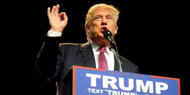 Republican U.S. presidential hopeful Donald Trump speaks to supporters in Charleston, West Virginia, on May 5, 2016.