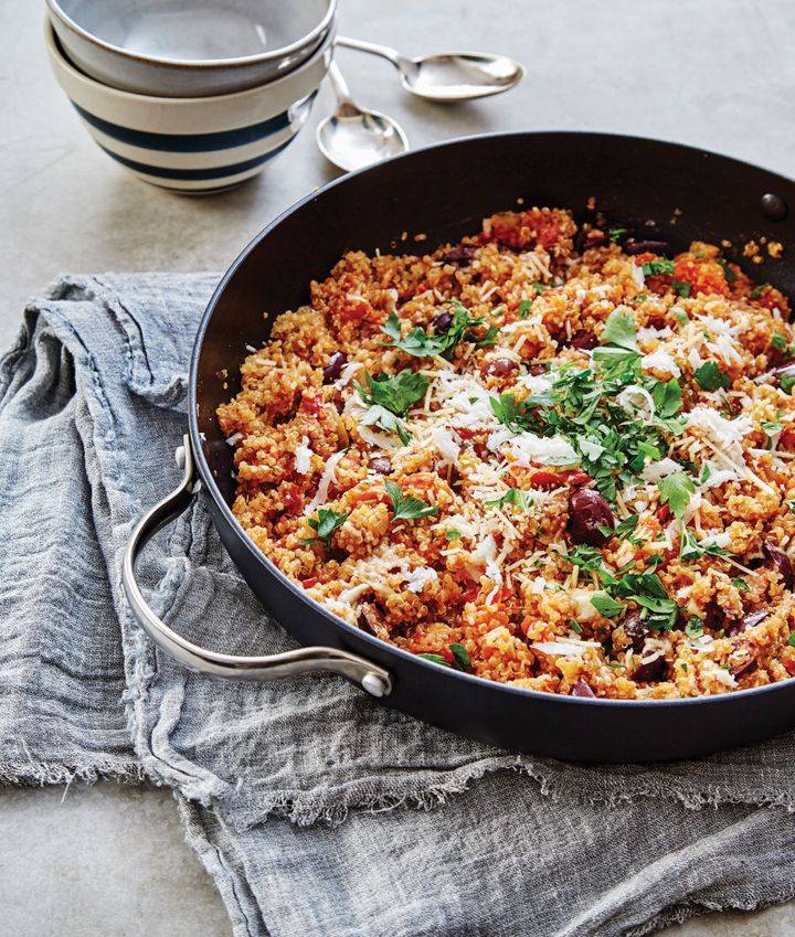 Unlike traditional risotto, this dish is quick and doesn't require constant stirring.
