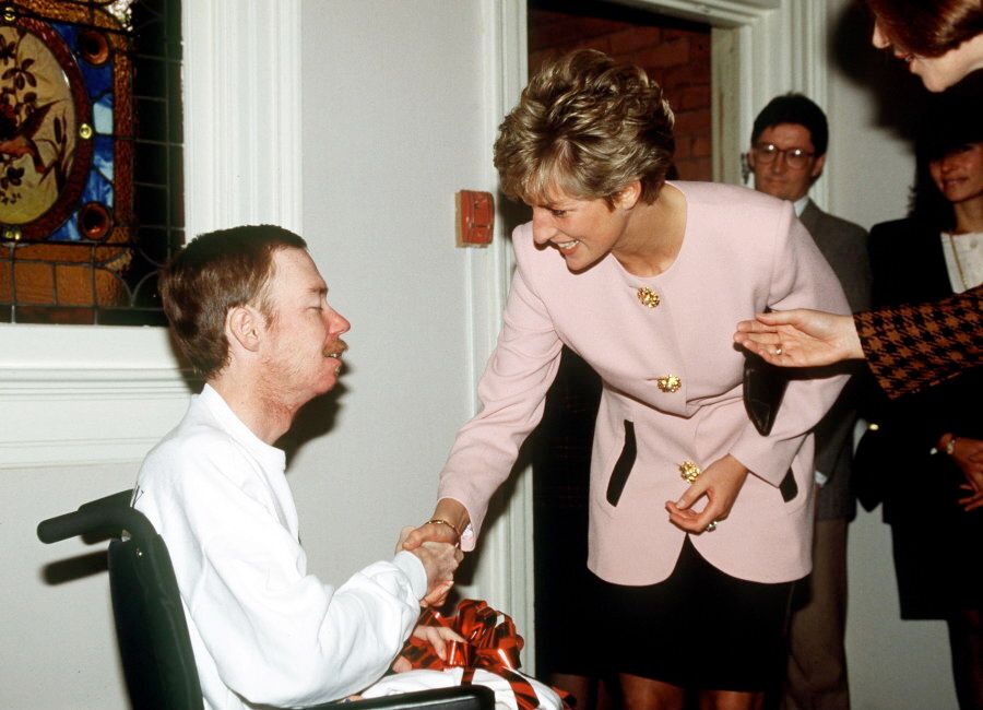 Princess Diana Shaking Hands With One Of The Residents Of Casey House, An Aids Hospice, In Toronto, Canada.
