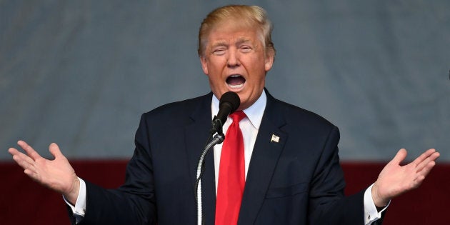 Republican presidential nominee Donald Trump speaks during a campaign rally at the Henderson Pavilion on October 5, 2016 in Henderson, Nevada.