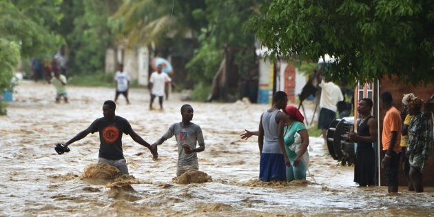 A woman stands in a field of destroyed trees after the passing of Hurricane Matthew, in Sous Roche in Les Cayes, in Southwest Haiti, on October 6, 2016.The storm killed at least 108 people in Haiti, the poorest country in the Americas, with the final toll expected to be much higher. / AFP / HECTOR RETAMAL (Photo credit should read HECTOR RETAMAL/AFP/Getty Images)