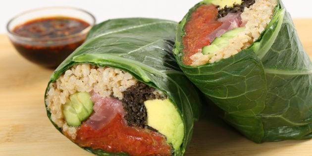 Fresh & Co's Tomato Sushi Wrap with hijiki, cucumber, avocado, rice, cilantro and wasabi