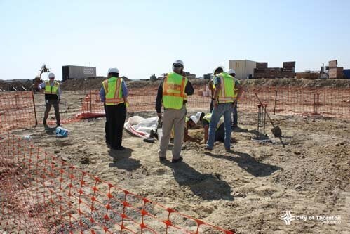 Work has been halted at the site as crews dig for more bones.