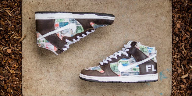 The FLOM Nike Dunk SB sneakers up for grabs, if you have the cash.