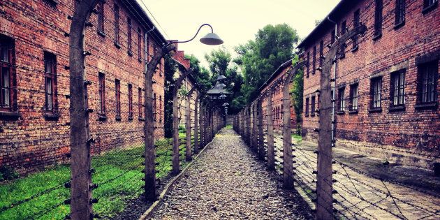 Inside Auschwitz concentration camp in Poland.