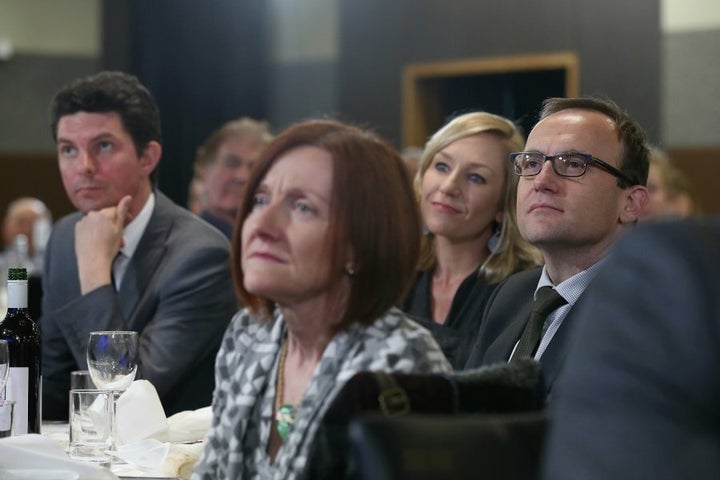 Rachel Siewert (front) with fellow Greens Scott Ludlam, Larissa Waters and Adam Bandt