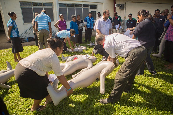 Dummies are triaged in a drill. Picture: Cayla Dengate