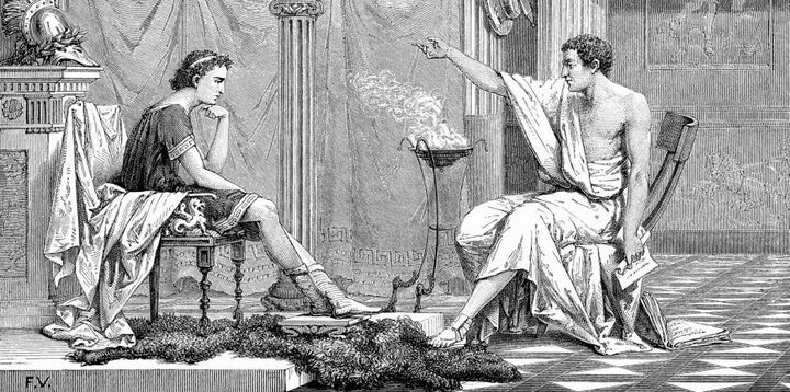 A young Alexander the Great with Aristotle. Alex was probably sick of listening to him bang on about having boys.